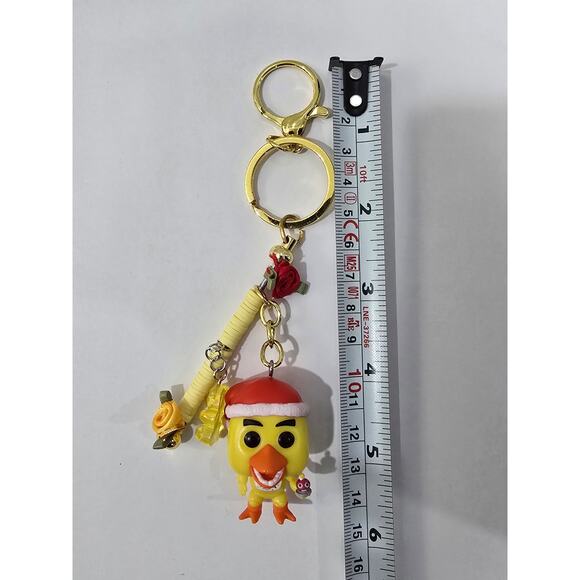 Handmade Yellow Chick Keychain Bag Charm Reworked Vinyl Figure One of a Kind - Picture 3 of 11